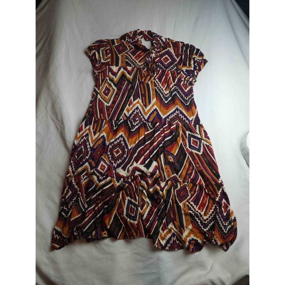 Zara Trafaluc Geometric Southwestern Tiered Mini Dress Womens M